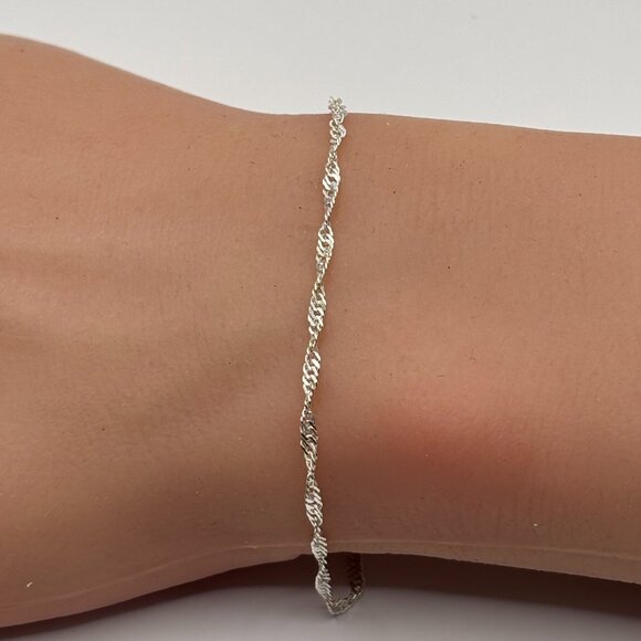 925 Silver Rope Chain Bracelet - Picture 5 of 7